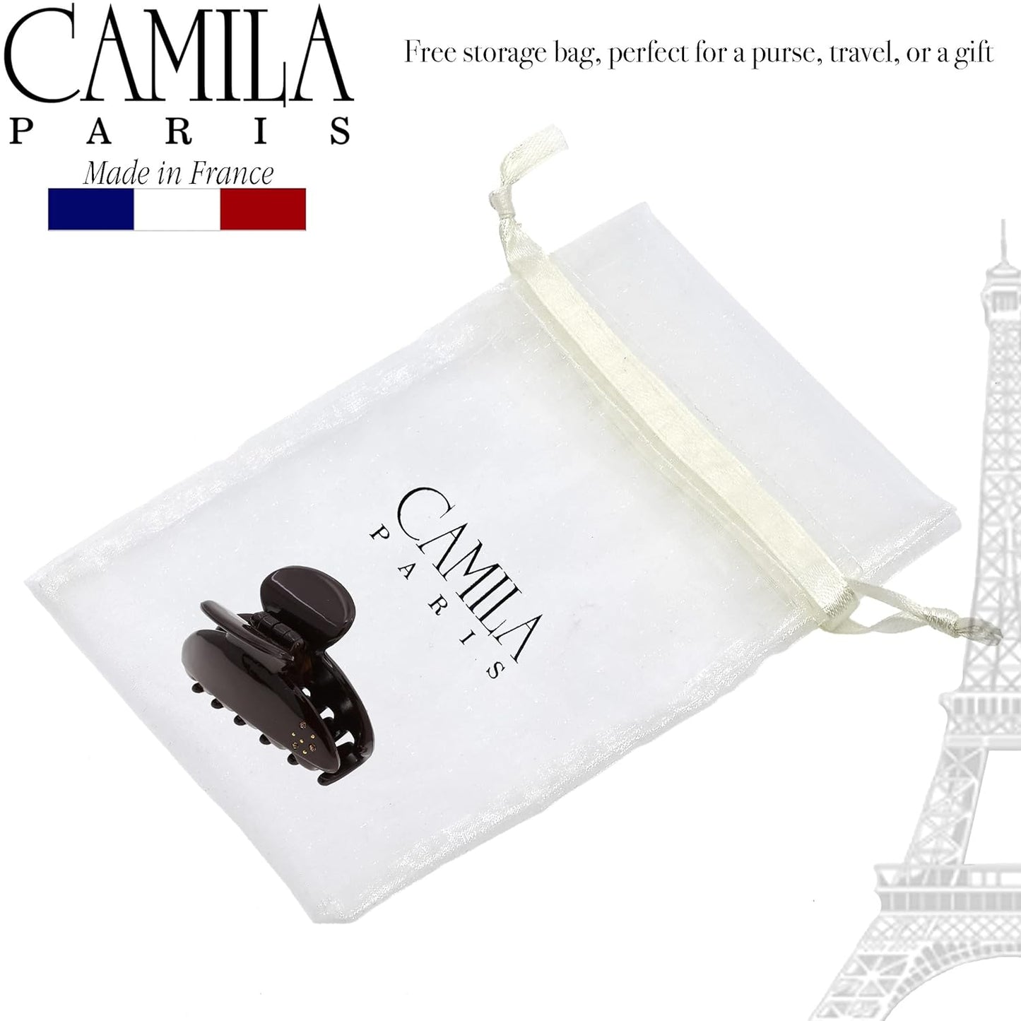 Camila Paris CP3425 French Hair Clip for Women, Girls Hair Claw Clips Jaw for Thick Hair for Long Curly Wavy Hair Fashion Styling Hair Accessories for Women, Strong Hold No Slip Grip, Made in France