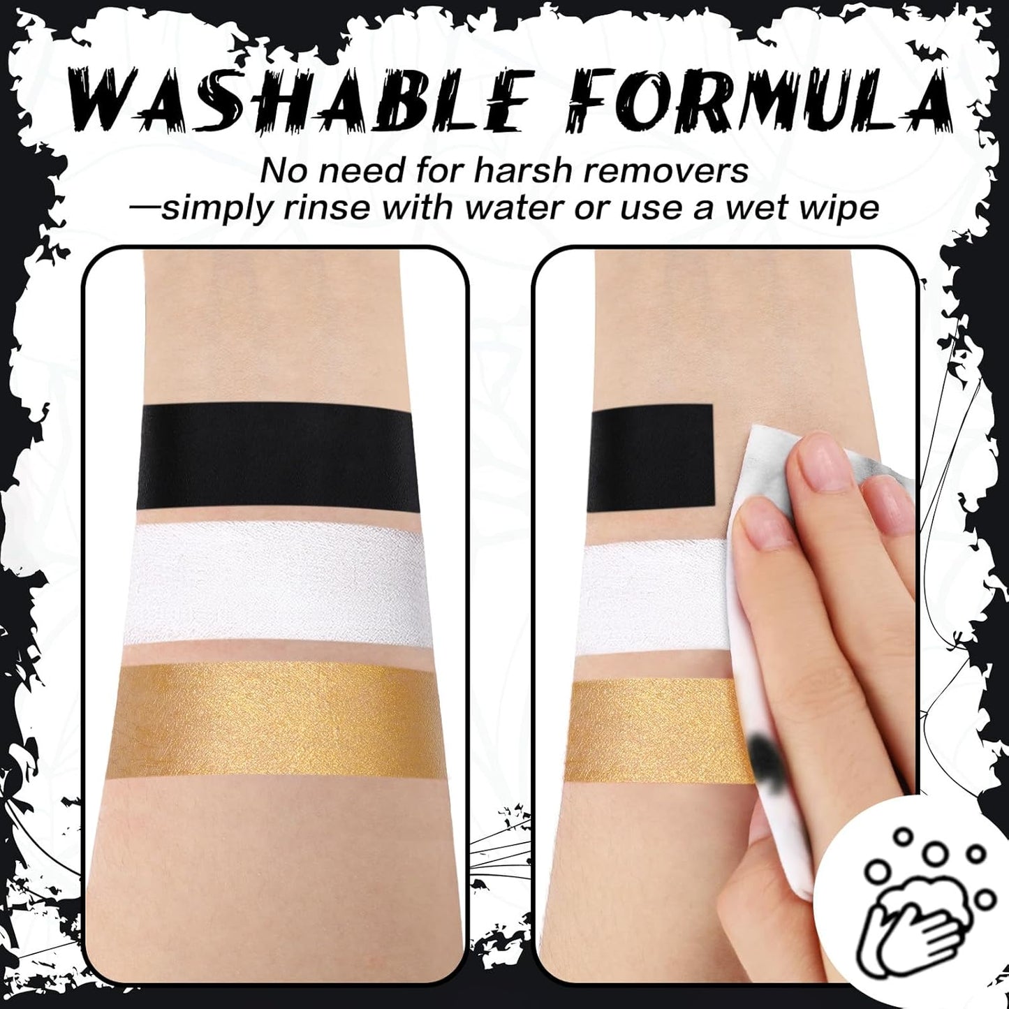 BOBISUKA Metallic Gold Face & Body Paint Stick Water-Based Washable Face Paint Makeup Stick for Halloween Skeleton, Skull, Robot, Goth, Fox,, Cosplay, SFX, Sports Eye Black & Costume Party