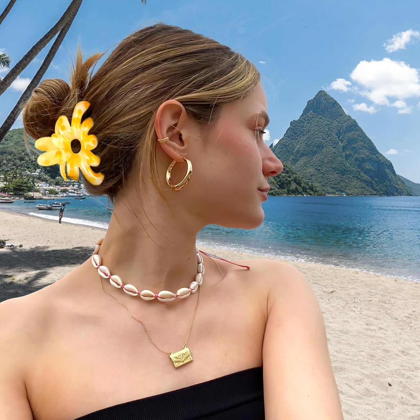 Hair Clips for Women,6PCS Big Flower Claw Clips for Thick Thin Hair,Strong Hold Cute Hair Accessories for Girls,Nonslip Beach Vacation Essentials Summer Accessories (neon)