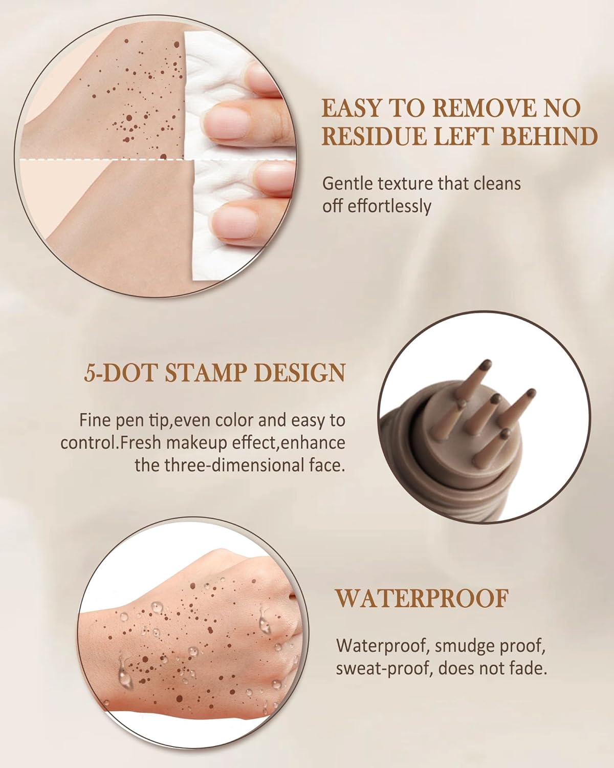 Freckle Stamp Cushion, Vivid Natural Faux Freckles Pen, Long Lasting Waterproof Quick Dry Lifelike Fake Freckle Stamp Pencil, Get Sun-kissed Stars Makeup in One Press, Makeup Gift for Women Girl-01