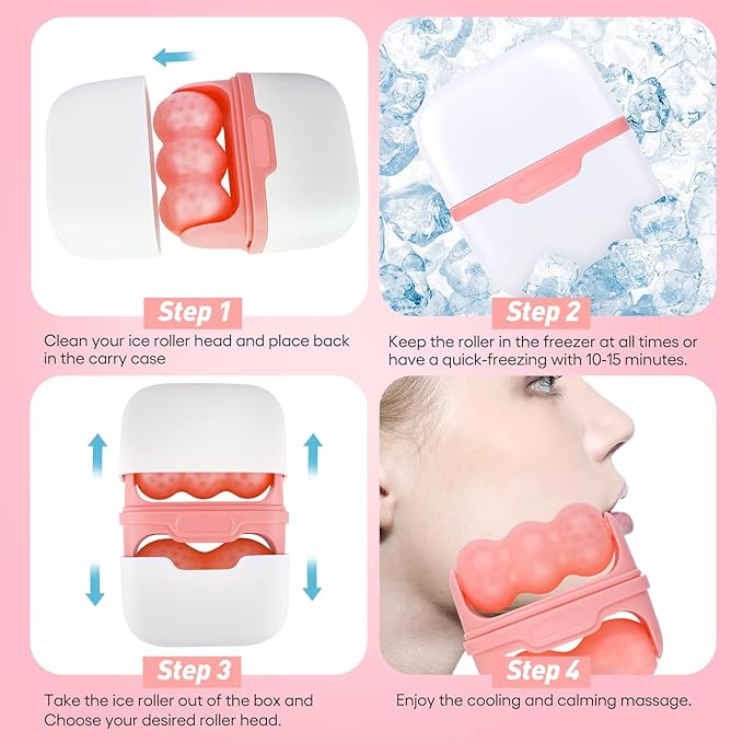 Ice Roller for Face,Eyes,Women Gifts Idea,Therapeutic Cooling to Tighten Brighten Complexion and Reduce Wrinkles,Massager Under Eye Puffiness,Migraine and Pain Relidf