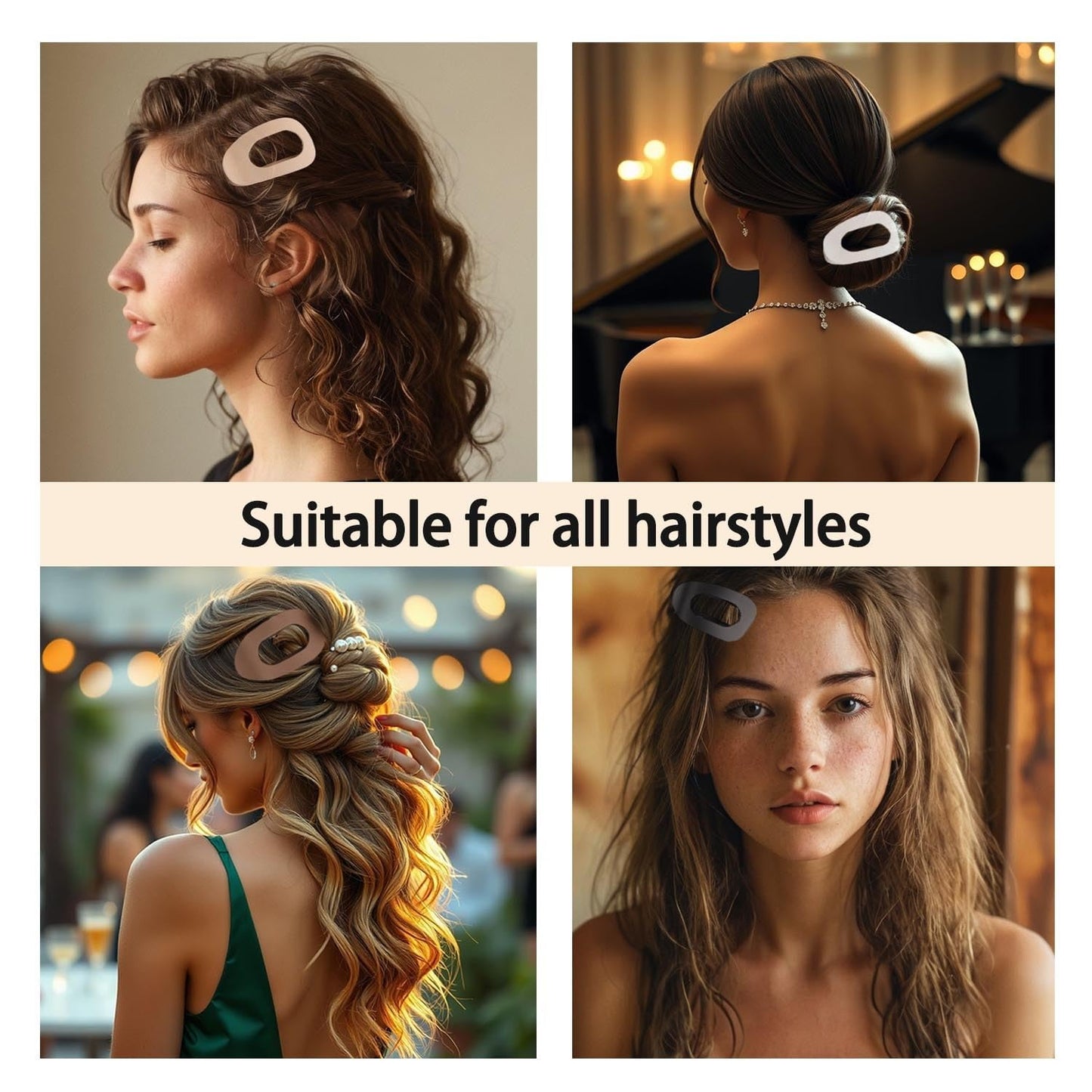 4 Pack Flat Hair Claw Clips for Women Nonslip French Hair Clips for Thick, Thin, Long, or Short Hair Tortoise Shell Comfortable & Strong Hold for Daily Wear, Weddings