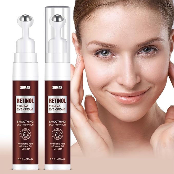 Advanced Retinol Eye Cream With Hyaluronic Acid,Coconut Oil and Collagen,Under Eye Cream for Dark Circles, Reduces Puffiness & Under Eye Bags