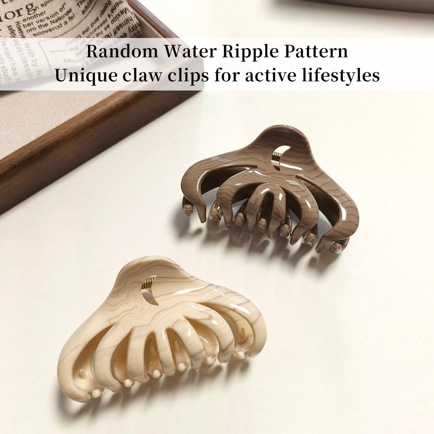 3.5 Inch Hair Claw Clips, Unbreakable No Slip Matte & Glossy Claw Clip for Women's Thin & Medium Thick Fine Hair, 3 Pack