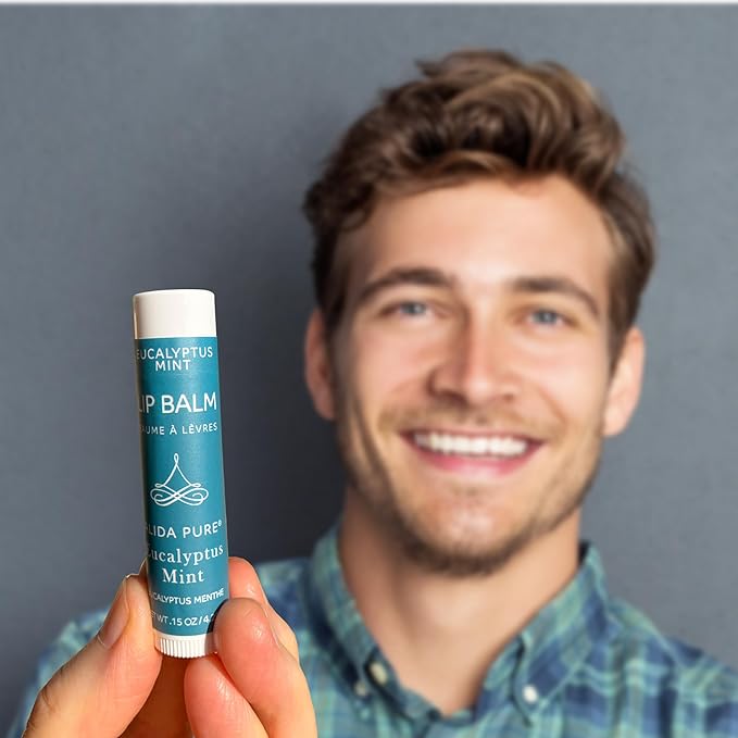 Eucalyptus Mint Lip Balm Collection, Vegan Lip Balm Set, Beeswax Free, with Avocado Oil, Organic Jojoba Oil, and Vitamin E, Natural Moisturizer for Dry, Chapped Lips, 3 Tube Set