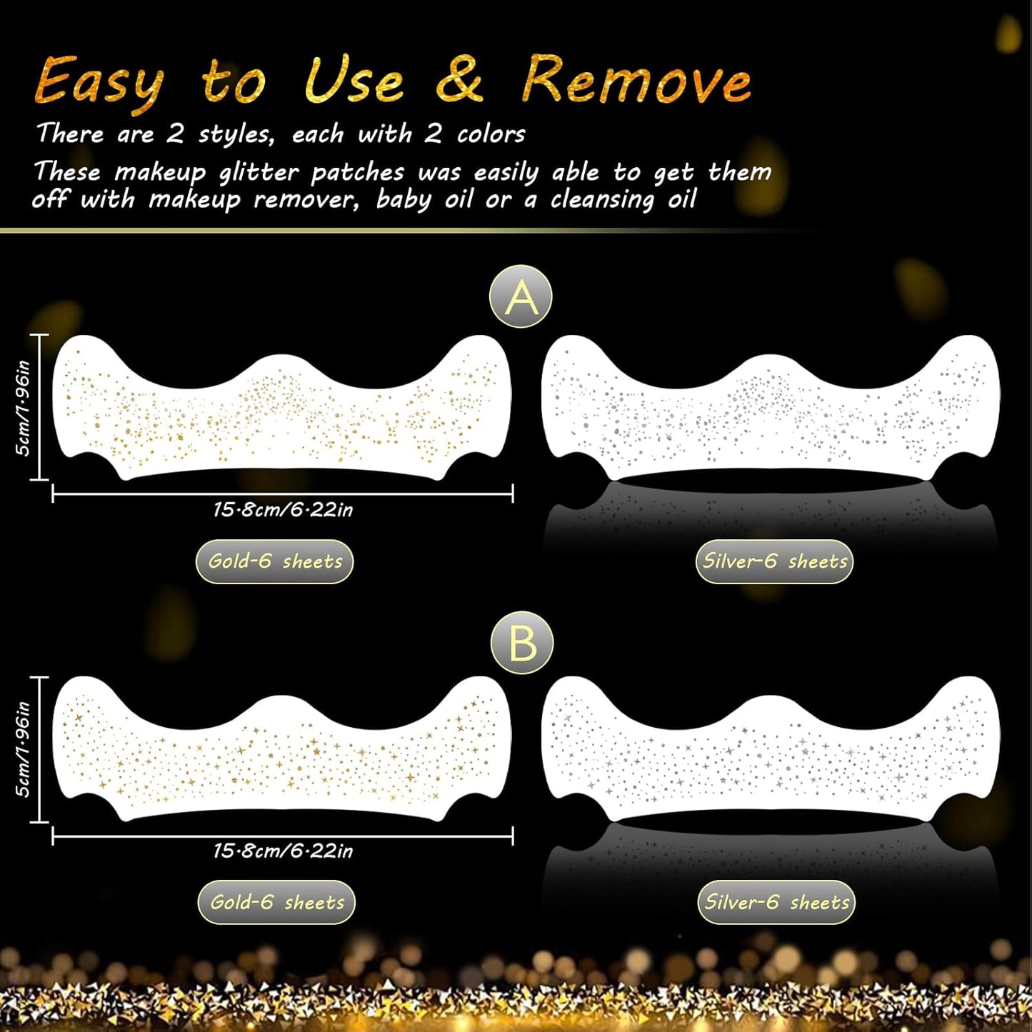 24pcs Gold and Silver Glitter Freckles Face Tattoo, Sparkle Freckles Temporary Face Tattoos, Body Face Glitter Makeup Patches Speckles, Waterproof Long Lasting Makeup Accessories for Women Girls