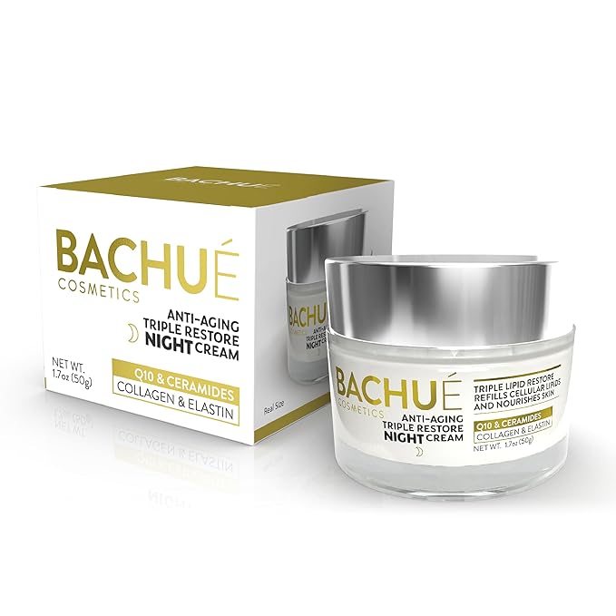 BACHUE ANTI-AGING TRIPLE RESTORE NIGHT CREAM Triple Lipid+Q10 Face Moisturizer Night Moisturizer Face Cream with Ceramide and Collagen for All Skin Types Repair Face Moisturizer No Fragrance 1.7 Fl Oz