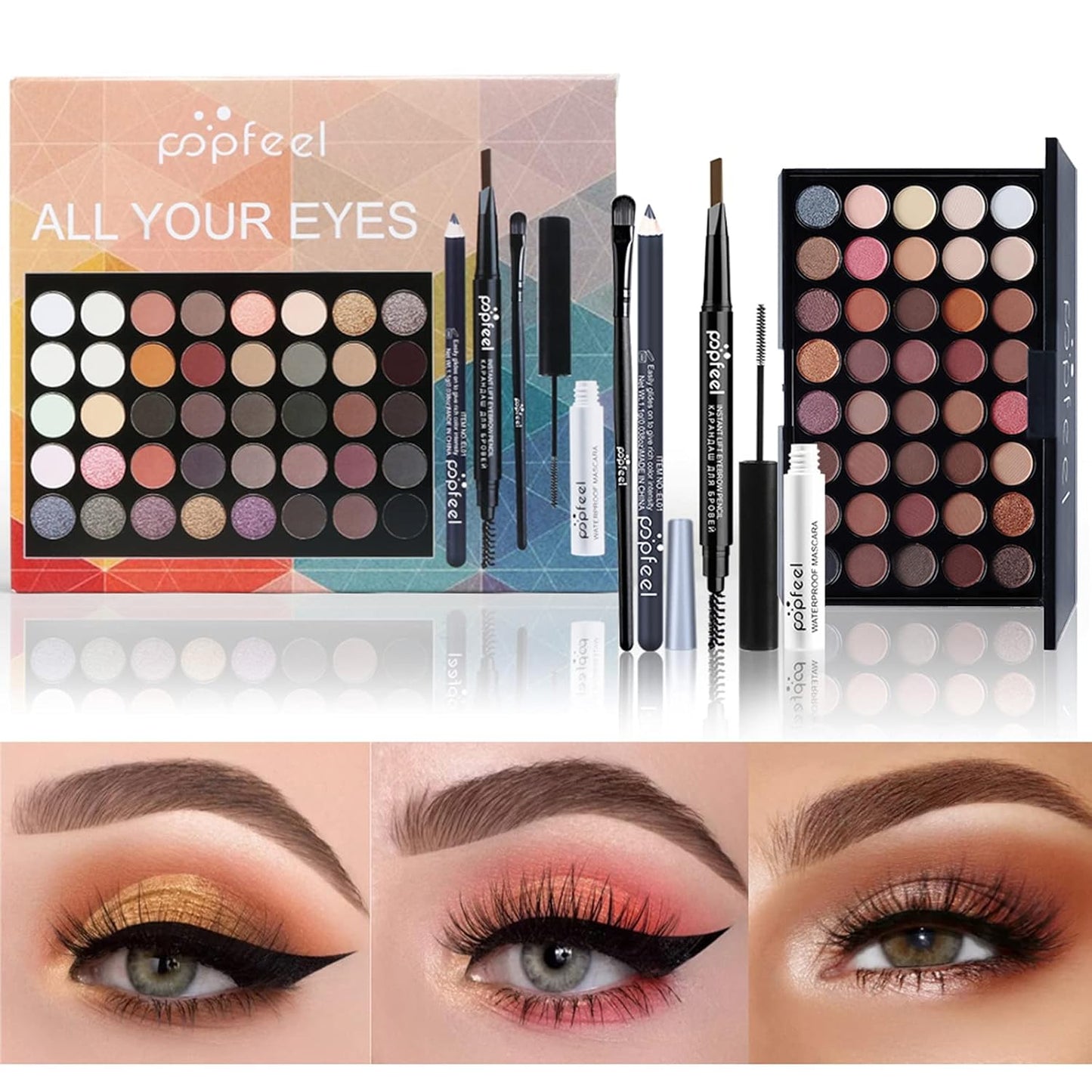 All in One Makeup Kit For Teenager Girls, Full Starter Makeup Kit for Women Beginners Includes Eyeshadow Palette, Eye Brush, Mascara, Eyebrow Pencil, Eyeliner Pencil