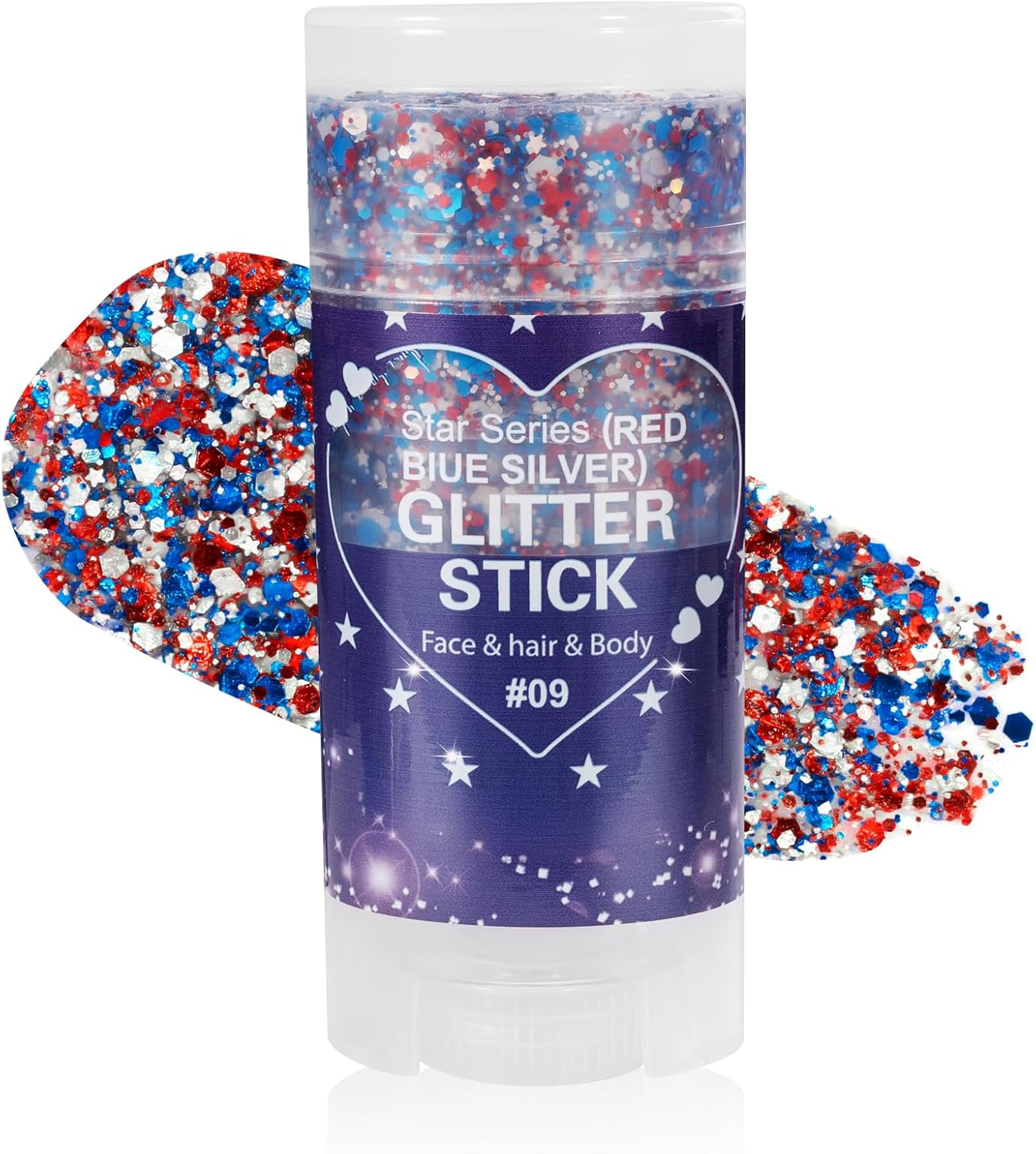 Mysense Patriotic Red White and Blue Body Glitter Stick,4th of July Accessories,Sparkling Face Hair Glitter for Fourth of July Outfit Women Kids,American Pride USA Flag Makeup for Independence Day
