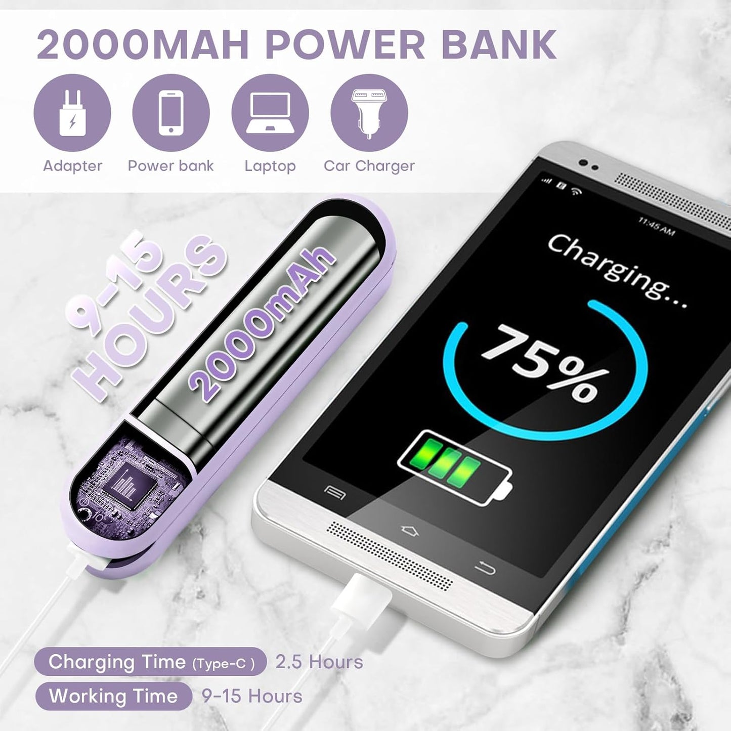 Nezylaf Portable Mini Handheld Fan, Small Rechargeable Personal Fan with Pocket Power Bank Design for Travel/Women Gifts/Disney World Accessories/Theme Park Essentials