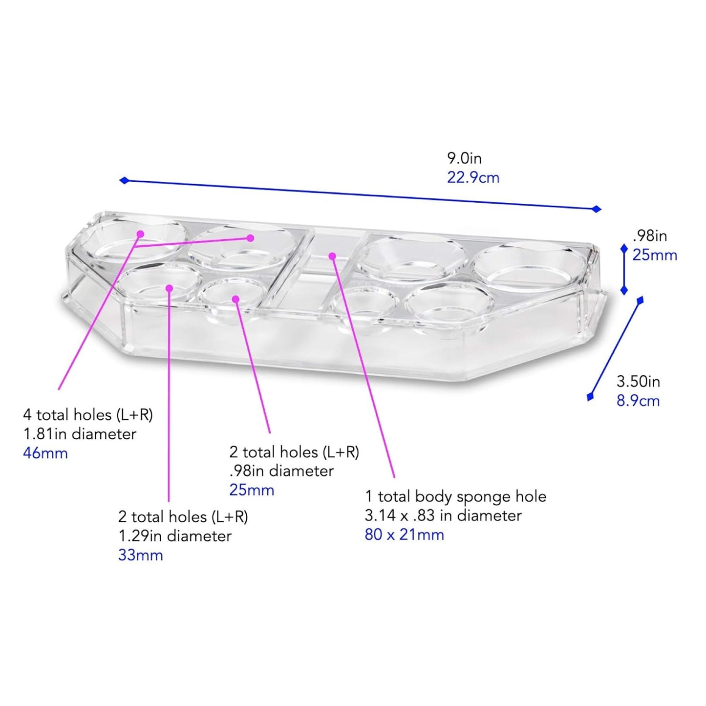 byAlegory Acrylic Makeup Beauty Blending Sponge Organizer Drying Tray Stand | 9 Space Storage Container Fits All Brands of Foundation Blending Sponges - Clear
