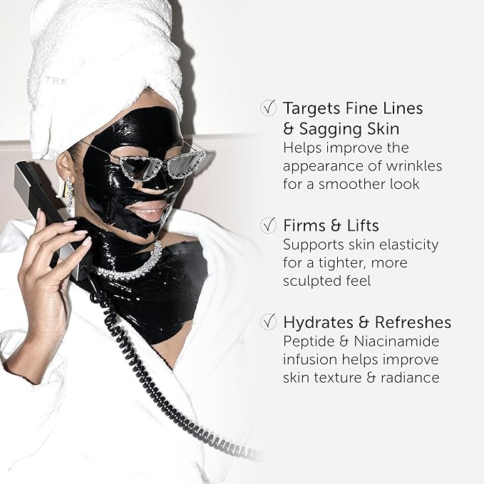 111SKIN Black Diamond Lifting & Firming Neck Mask, Hydrogel Neck Wrinkle Masks for Fine Lines & Sagging Skin on Chest & Décolletage with Peptide & Niacinamide, 5 Sheet Masks (1.45 fl oz Each)