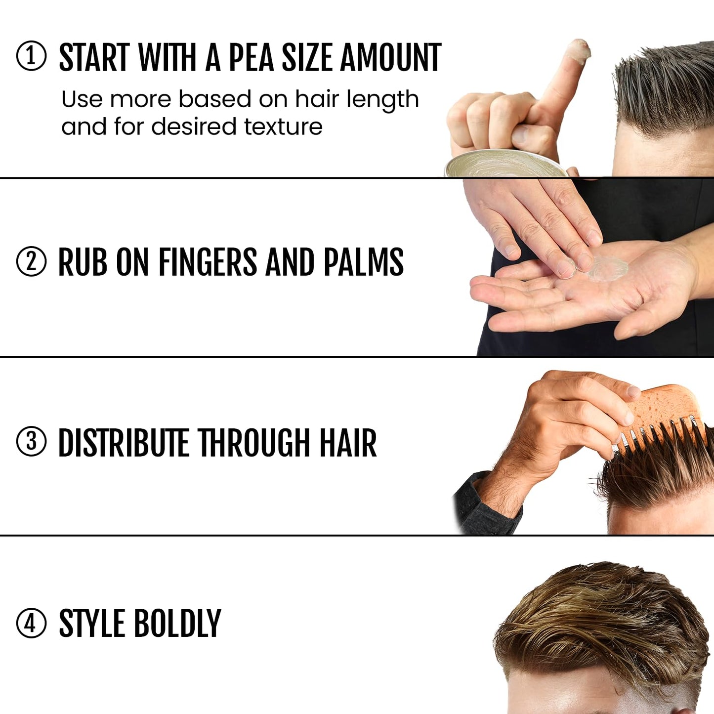 Original Rascal Deluxe Pomade #5 - Hair Paste High Shine w/Strong Hold & Wet Look - Men's Styling Care Solution for All Hair Type - Natural Made with Ceteareth-25 & Castor Oil for Hair Growth Health