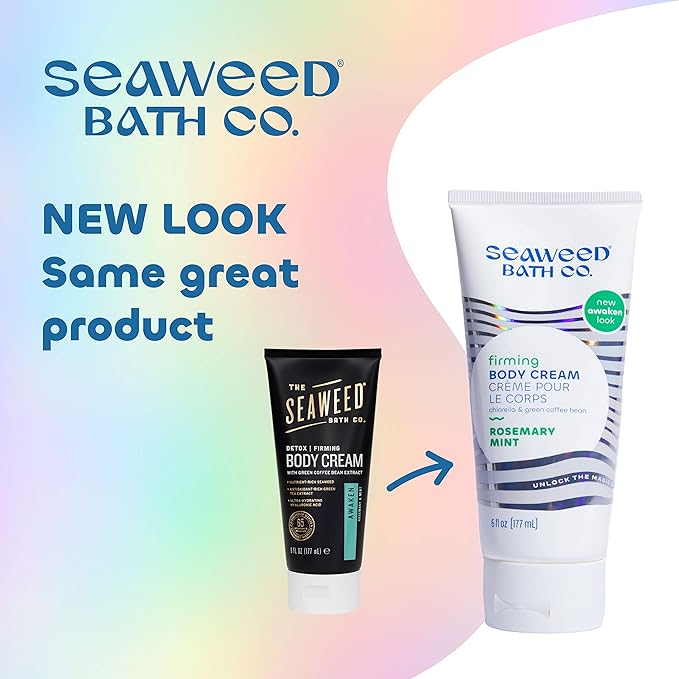 Seaweed Bath Co. Firming Body Cream, Rosemary Mint Scent, 6 Ounce (Pack of 2), Skin Toning Hand & Body Lotion Moisturizer for Dry Skin, with Sustainably Harvested Seaweed, Chlorella, Green Coffee Bean
