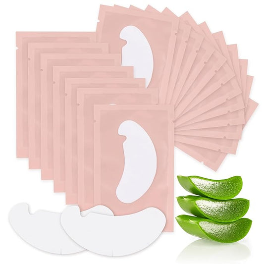 LASHVIEW 100 Pairs Under Eye Pads Eyelash Extension 100% Natural Hydrogel Patch Lash Gel Pad for Extensions supplies Beauty Eyelash Extension Tools