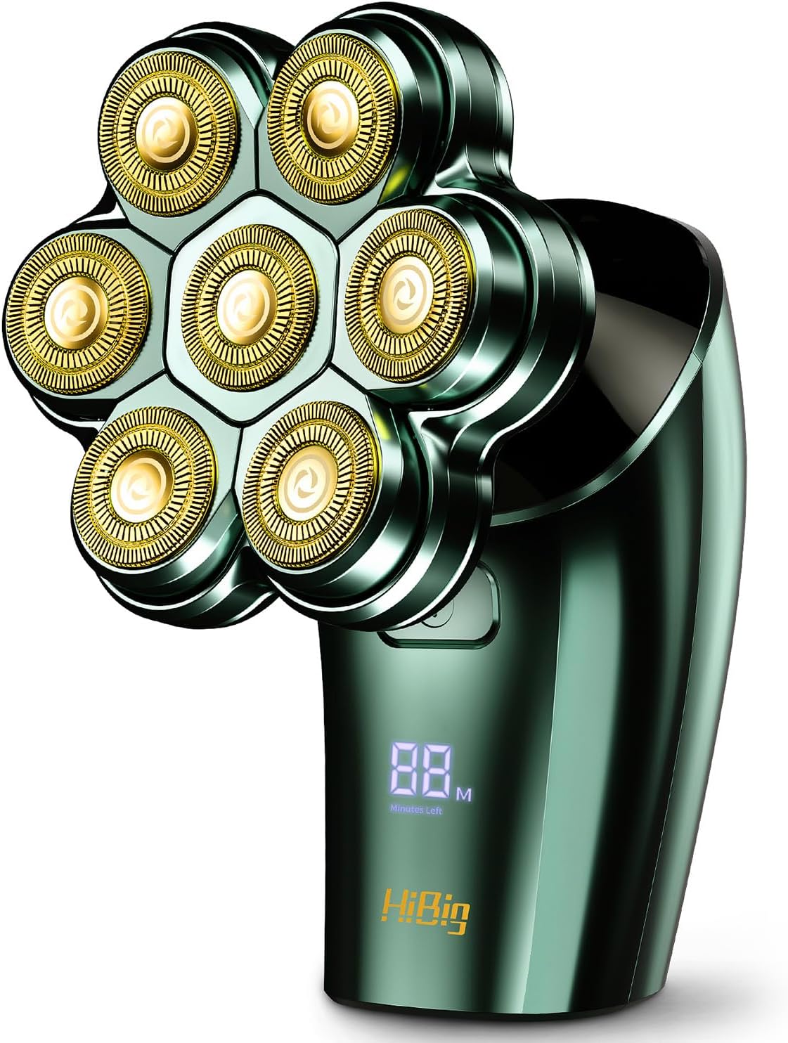 Head Shavers for Bald Men - 7D Arc Magnetic Detachable Electric Razor, Waterproof Wet Dry 5-in-1 Electric Shaving & Grooming Kit, LED Display Rechargeable Head & Body Hair Shaver, Dark Green