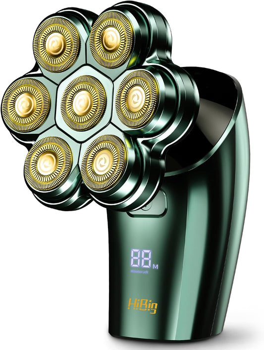 Head Shavers for Bald Men - 7D Arc Magnetic Detachable Electric Razor, Waterproof Wet Dry 5-in-1 Electric Shaving & Grooming Kit, LED Display Rechargeable Head & Body Hair Shaver, Dark Green