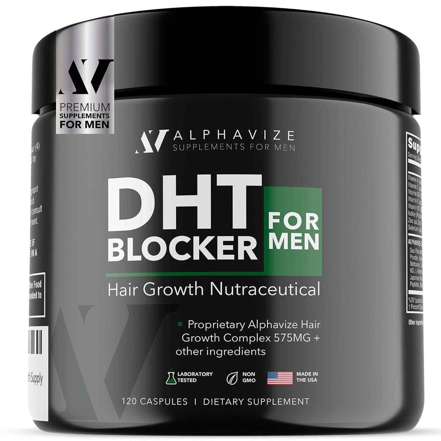 DHT Blocker Hair Growth Peptide Supplement for Men - 28 Ingredient Dermatologist Recommended Formula with Saw Palmetto, Supports Thicker Hair, Stops Hair Loss, 120 Capsules