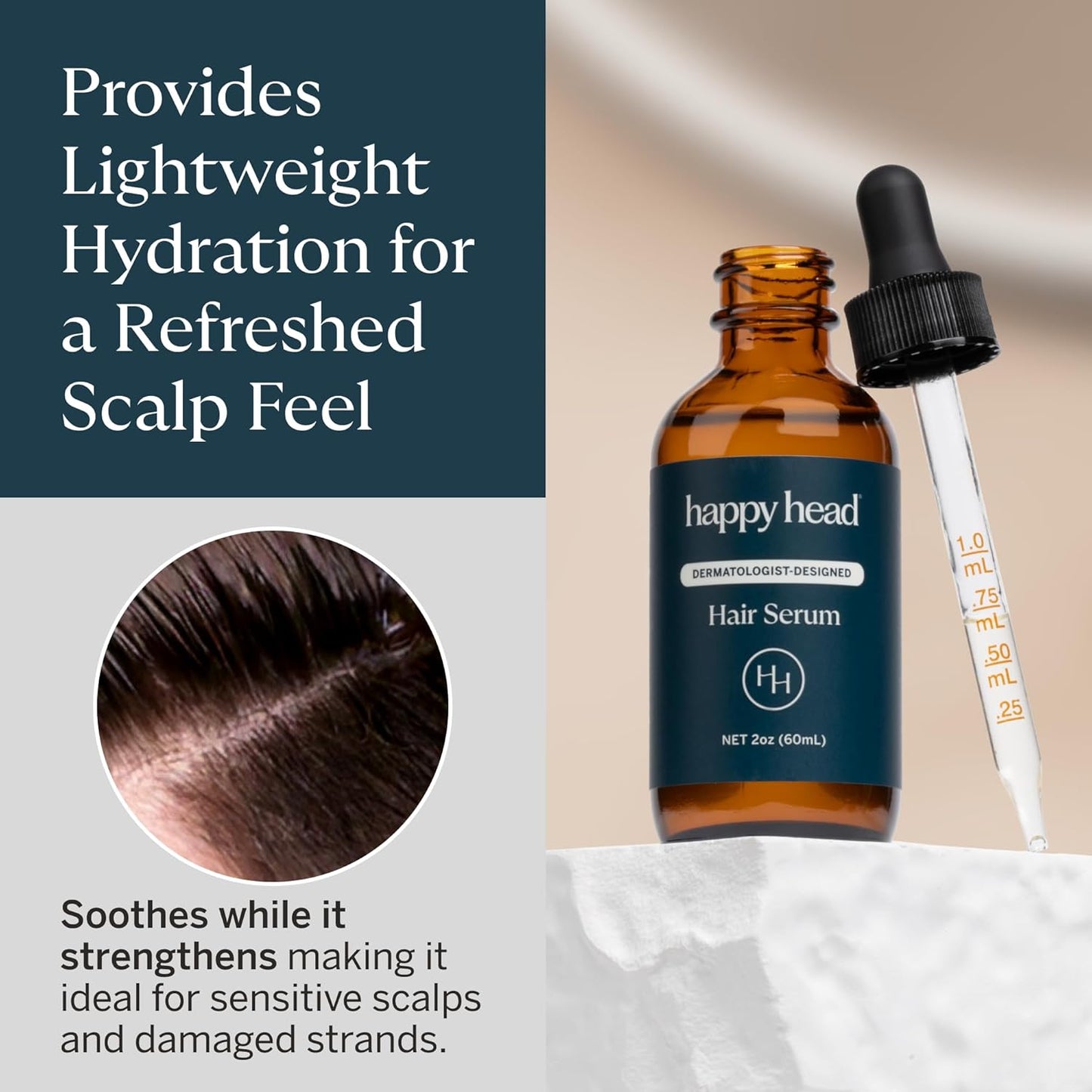 Happy Head Hair Regrowth Serum – Leave-In Scalp & Hair Treatment with Procapil®, Biotin & Rosemary – Lightweight Formula – 2oz