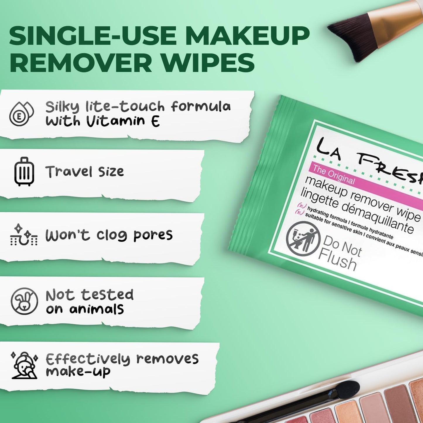 LA Fresh Makeup Remover Wipes with Vitamin E for Waterproof Makeup - Face Cleansing Wipes, Case of 1200ct Facial Wipes - Skin Care Travel Essentials