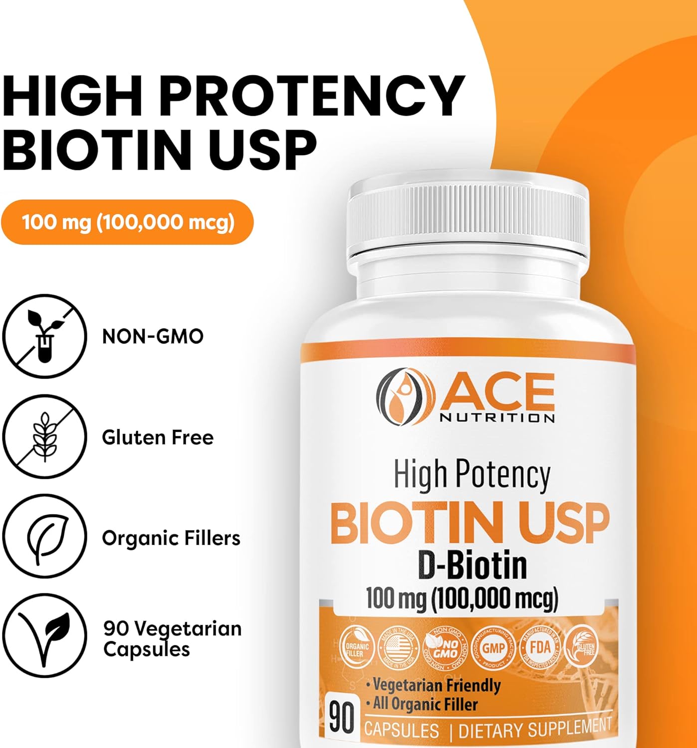 High Potency Biotin USP (D-Biotin) 100mg (100,000mcg) (3)