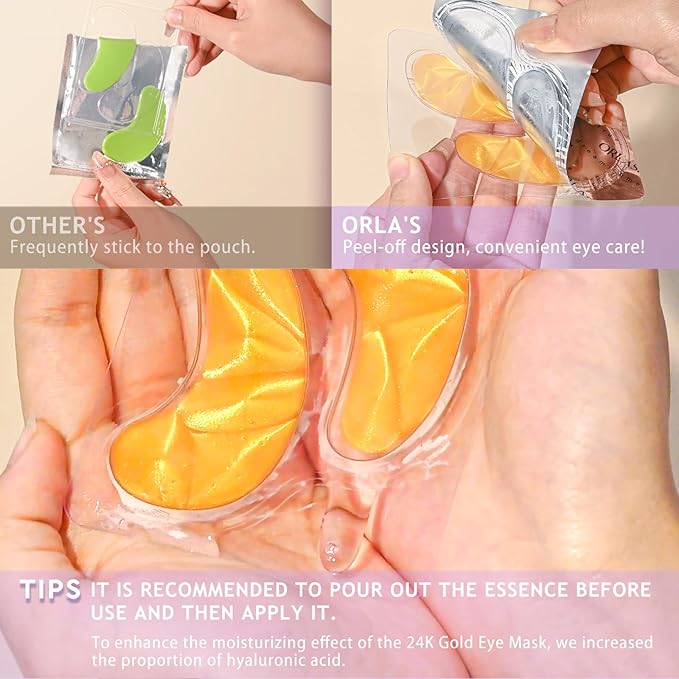 Under Eye Patches,30 Pairs Eye Mask Skin care for Dark Circles, Puffy Eyes, Under eye Bags,Wrinkles,Eye Treatment Skin Care for Men & Women Gift （24K Gold）