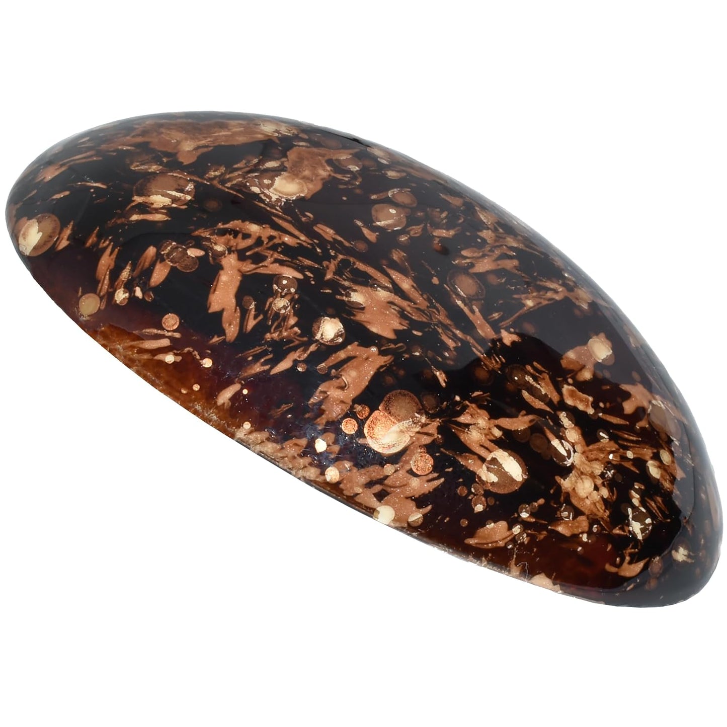 Camila Paris CP3869 French Hair Barrette Clip Oval Brown and Gold, Strong Hold Grip Hair Clips for Women, No Slip Rubberized Metal Closure, Durable Styling Girls Hair Accessories, Made in France