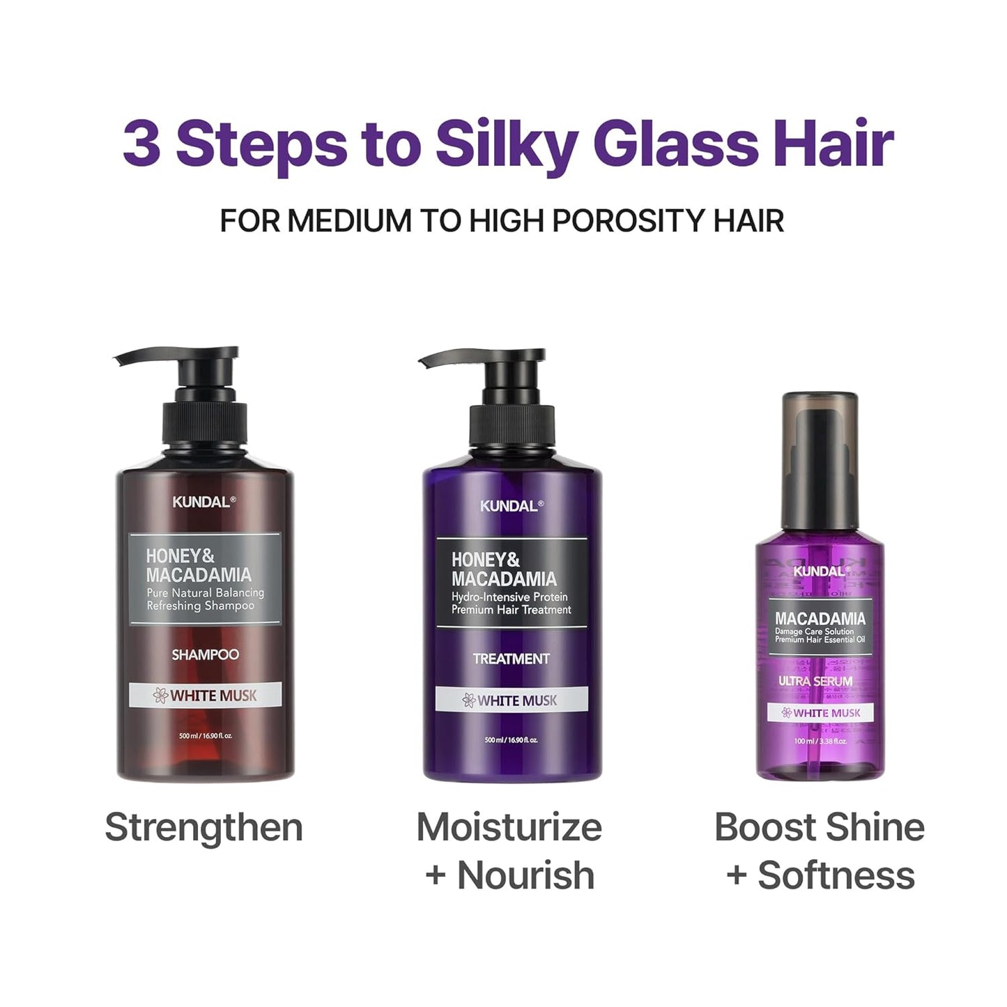 KUNDAL Korean Shampoo and Conditioner Set [Amber Vanilla] Salon-quality, Long Lasting Scent, Moisturizing, Sulfate-Free, Argan & Macadamia Oil, Korean Hair care, For all hair types, 16.9 fl oz each