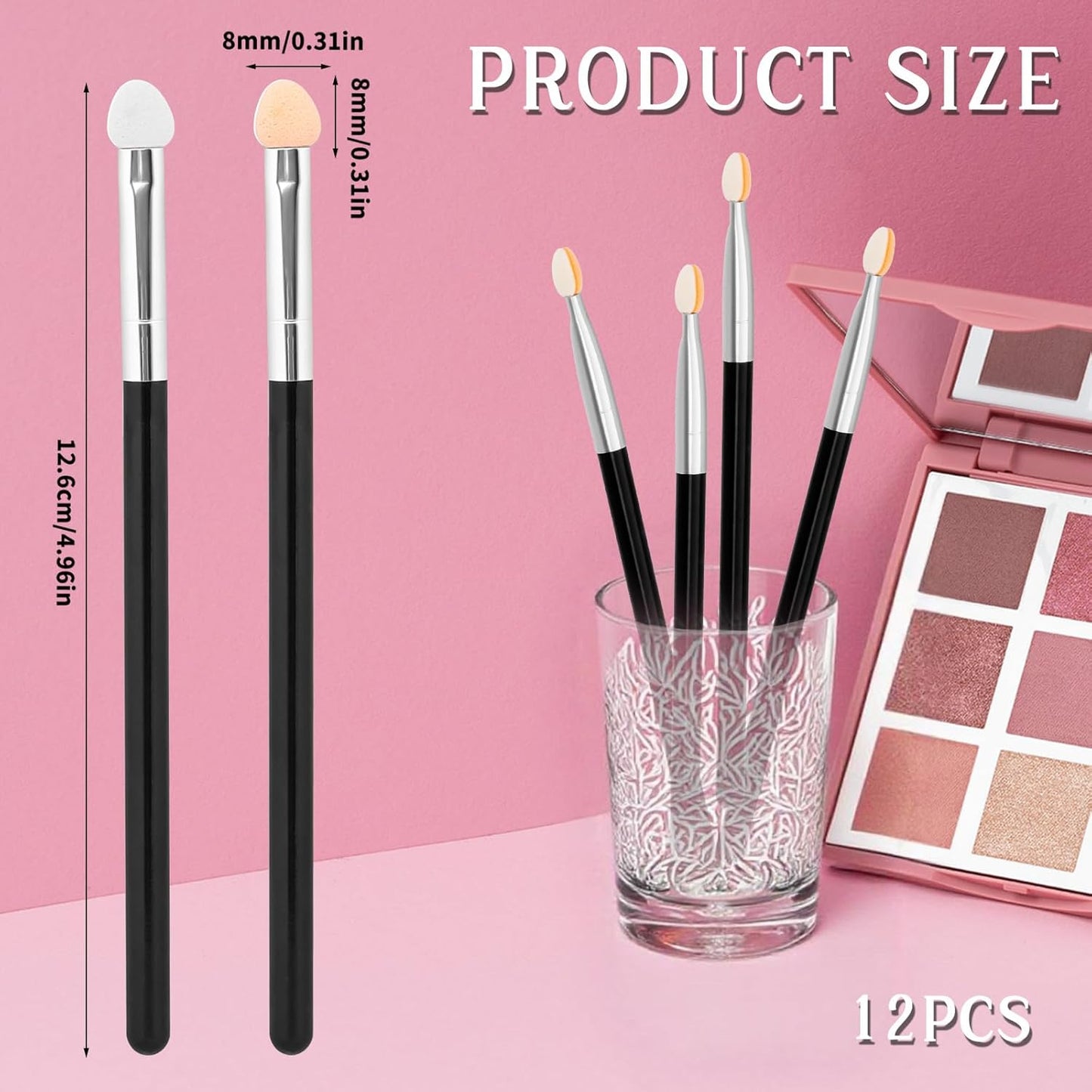 12 Pcs Foam Eyeshadow Applicators Reusable Eyeshadow Applicators Double Sided Sponge Makeup Professional Blendable Eye Shadow Applicator Sticks Washable Makeup Applicator Cosmetic