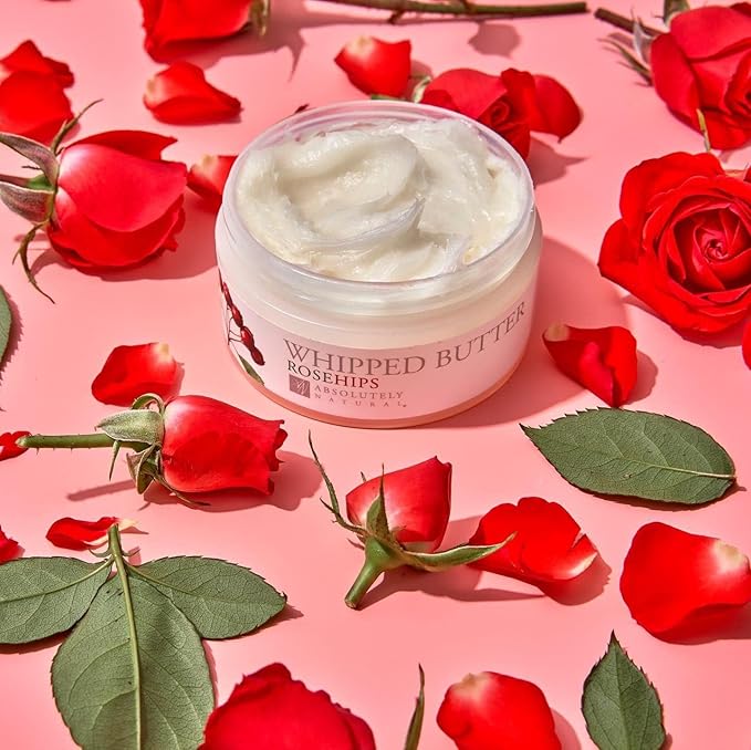Rose Hips Whipped Body Butter 5oz with Nourishing Shea Butter and Coconut Oil Paraben Free Vegan Made in USA