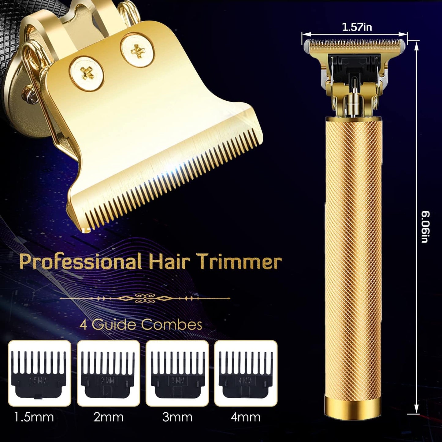 Hair Clippers for Men, Hair Trimmer T Blade Trimmer Zero Gapped Trimmer, Cordless Rechargeable Beard Trimmer Shaver Hair Cutting Kit with Ear Spoon Tool Set (Gold)