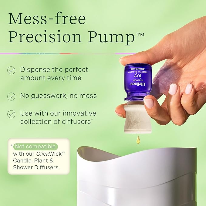 Lifelines Essential Oil Blends, 2-Pack - Blended Essential Oils with Mess-Free Precision Pump for Aromatherapy Diffusers - Long-Lasting Scented Fragrance - in Bloom (Joy & Energy)
