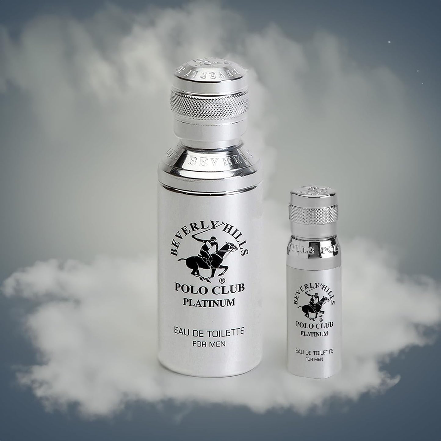 Beverly Hills Polo Club Platinum Cologne for Men | Designer Eau de Toilette Bonus Pack | Long-Lasting 3.4oz + Travel 0.5oz Spray | Alluring & Sophisticated Fragrance Gift Set