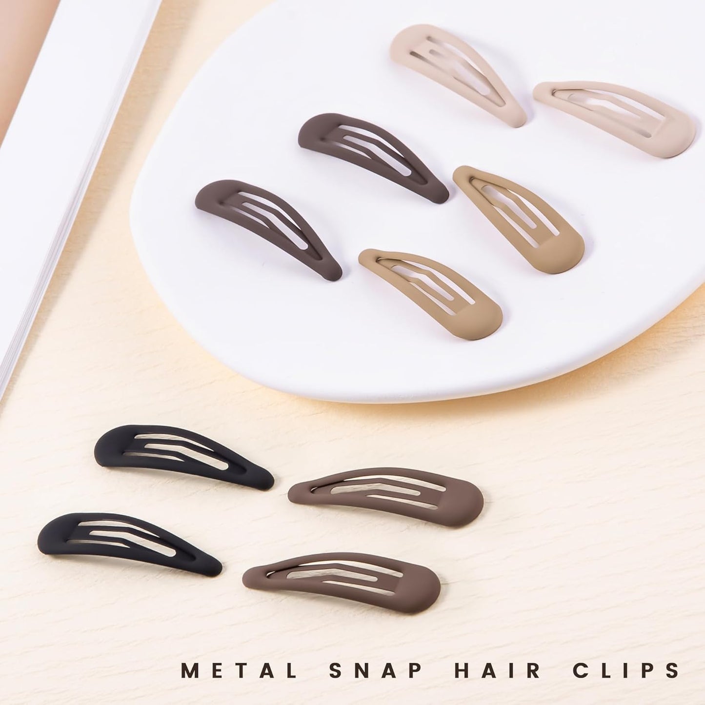 Small Hair Barrettes For Women No Slip Metal Snap Clips For Thin And Fine Hair,Matte Black Brown,20 PCS,1.97 x 0.5 Inch.