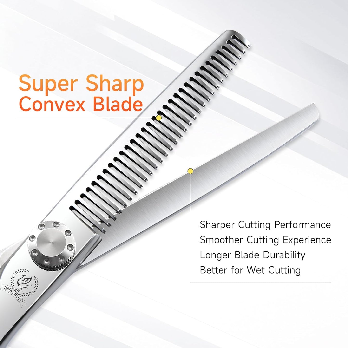 Fenice Peak Hair Thinning Scissors 6.0'' Barber Texturizing Shears 440C Thinner Hair Scissors with Engraving Handle for Salon and Home User