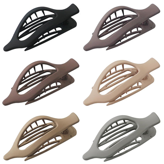 6 Pack Flat Hair Claw Clips for Women Duck Billed French Lay Down Hair Barrettes Accessories 100% Polycarbonate Matte Neutral Color