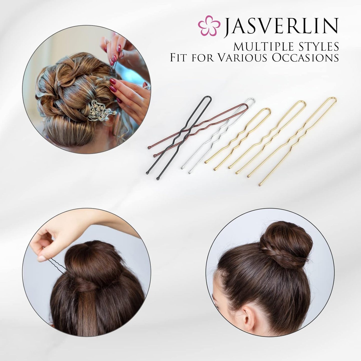 U Shaped Hair Pins Black Assorted Size, Small Long U Bobby Pin for Bun Bunheads Wedding Hairstyles Updo Accessories Women Girl 150pcs