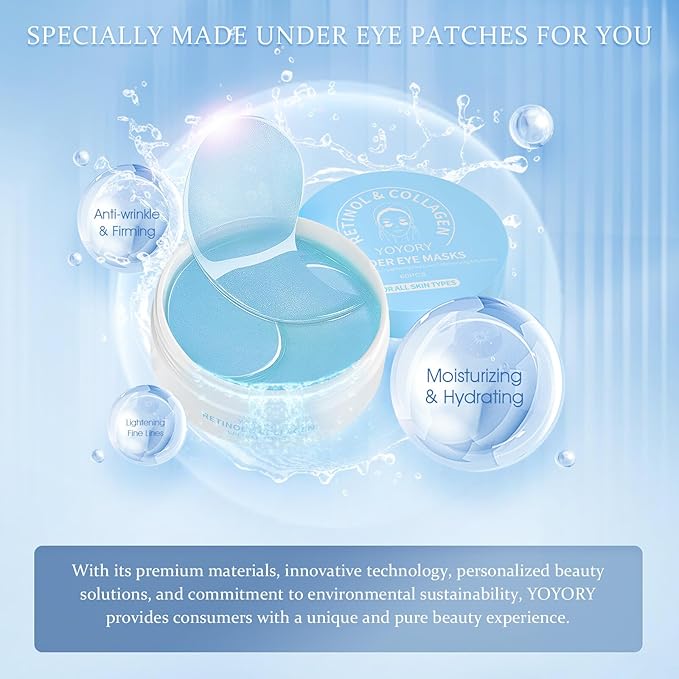 Under Eye Patches Masks - for Eye bags,Dark Circles,and Fine Lines,puffiness Smoothing Skin Care Treatment with Collagen and Hyaluronic Acid for Women and Men, (60 Pcs) Blue