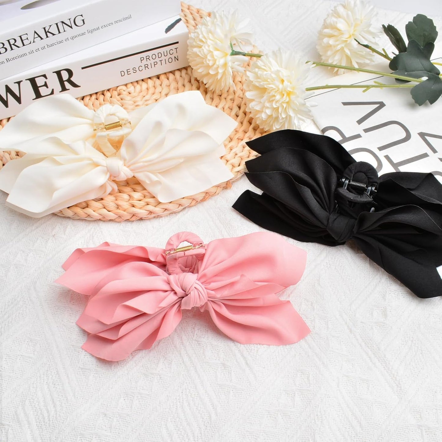 Bow Claw Clips Bow Hair Clips 3PC Big Hair Bows for Women Butterfly Styling Large Hair Clips for Thick Hair for Girls Hair Accessories for Teen