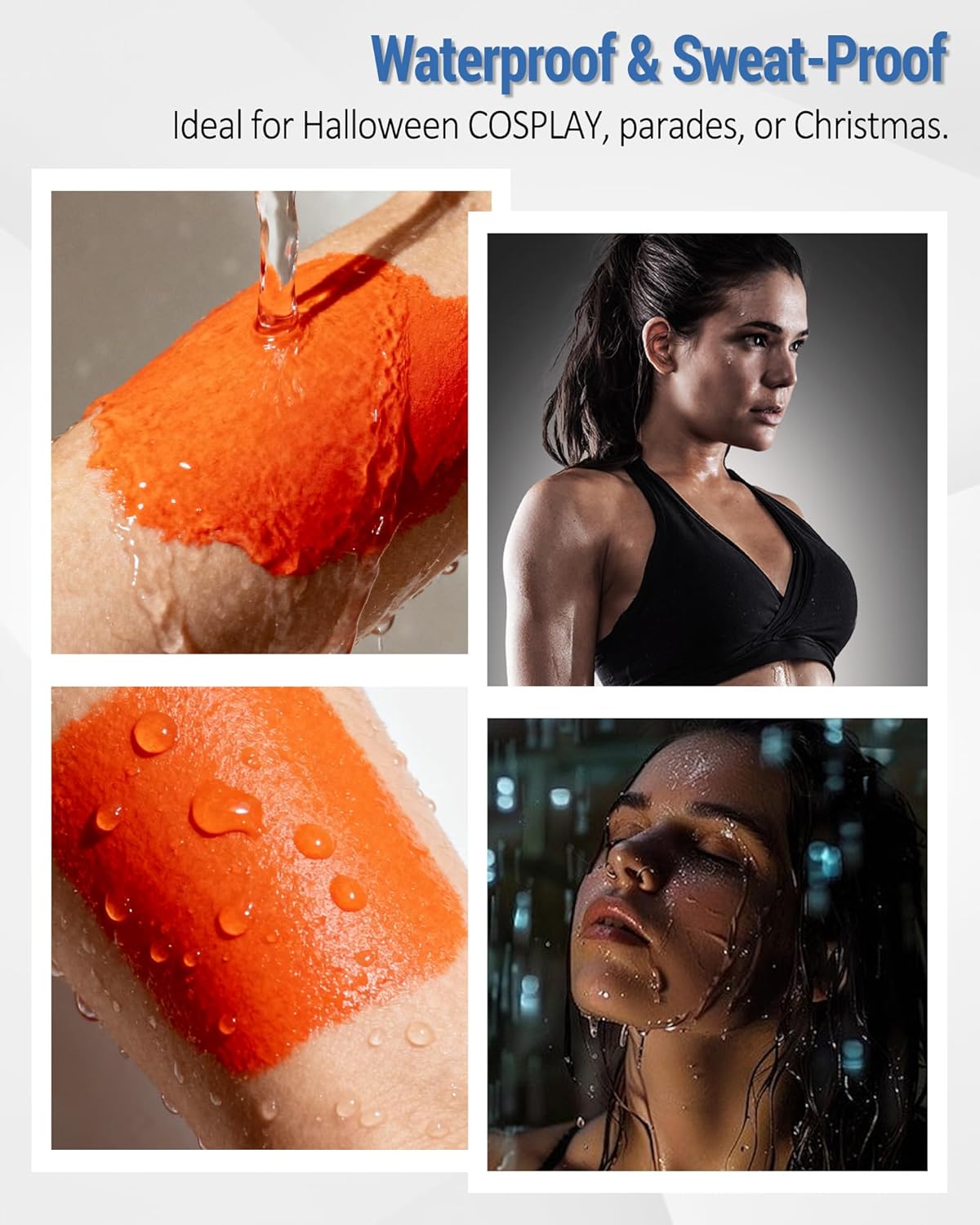 Dark Orange Face Paint Stick, Waterproof Highly Pigmented Full Body Paint for Adults, Dark Orange Eye Black Stick for Baseball Sports, Body Face Painting for SFX Cosplay Halloween Makeup-06