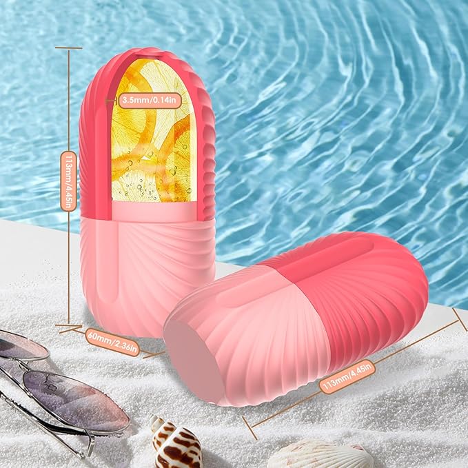 Ice Face Roller, Silicone Facial Ice Roller, Reusable Skin Care Massager Tools for Relieve Puffiness, Tighten Skin, Shrink Pores Shell Pink