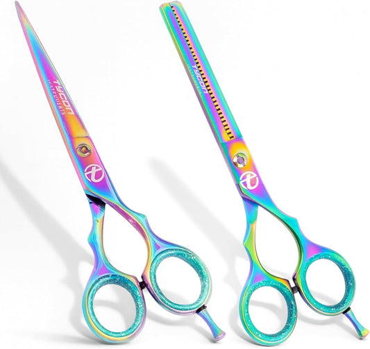 Professional Hair Cutting & Thinning Scissors Set – Premium 6.5” Barber Shears & Texturizing Scissors for Men & Women – Sharp Stainless Steel Salon Haircut Kit for Stylists & Home Use