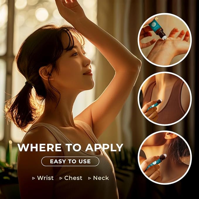 Gya Labs Breathe Essential Oil Roll on - 100% Pure Natural Cooling Peppermint, Eucalyptus & Tea Tree Blend, Aromatherapy Oil Roller, Travel Size (0.34 Fl Oz)