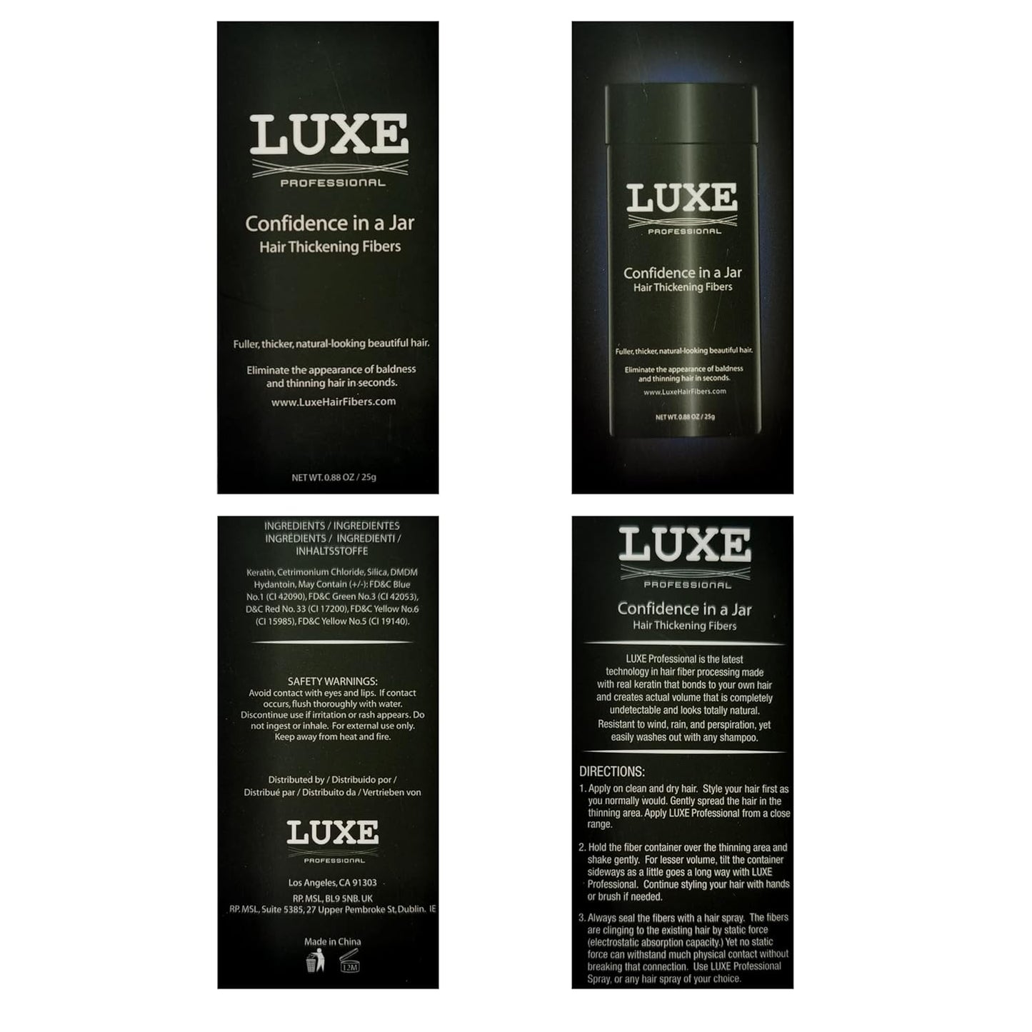 LUXE Hair Building Fibers - Thickening Fibers - CONFIDENCE IN A JAR – 2 Months+ Supply! – Hypoallergenic, Dermatologist Tested – Multiple Colors Available (Light Brown)