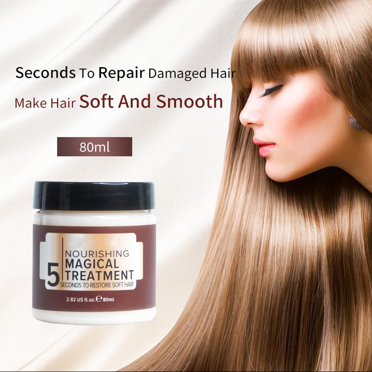 Magical Keratin Treatment Mask, Advanced Molecular Roots Conditioner for Dry & Damaged Hair, 5 Seconds Restore Soft Hair (80ml)