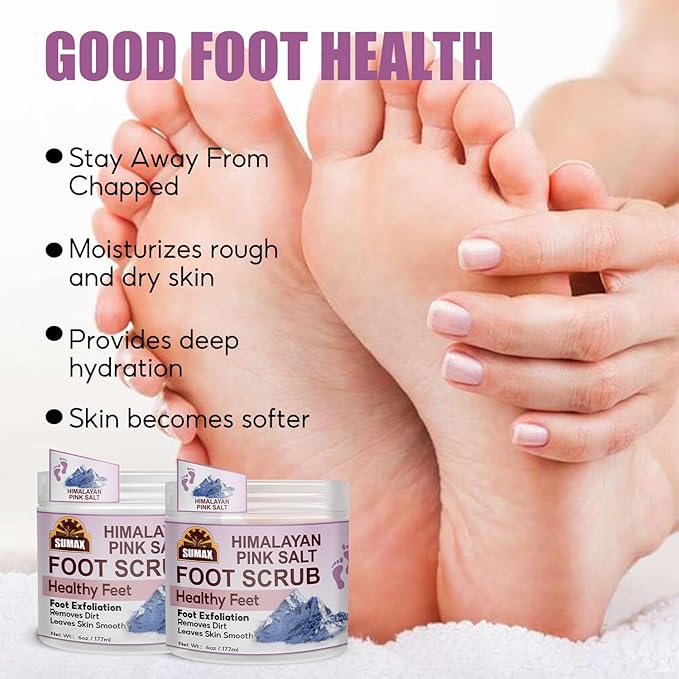 Foot Scrub, Natural For All Body Exfoliation, Dead Skin Remover, Moisturize And Nourish Your Dry Rough Feet, Make Your Feet Smooth And Soft (6 oz, Himalayan Sea Salt)