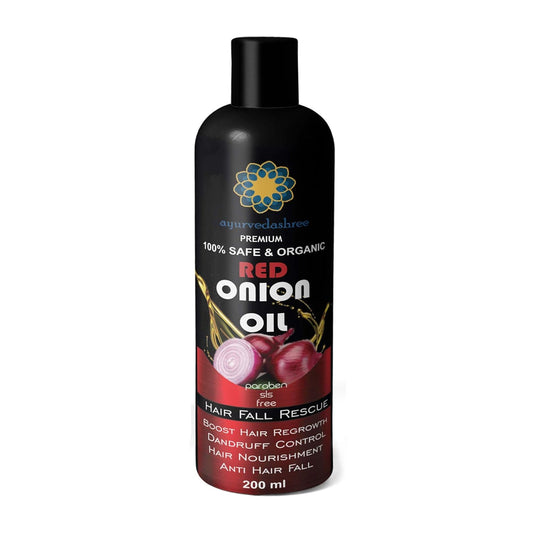 Hair Treatment Oil with Red Onion, Oil blends of Black Seed, Pure Argan, Sandalwood & Rose - 200 Ml/6.7 fl oz