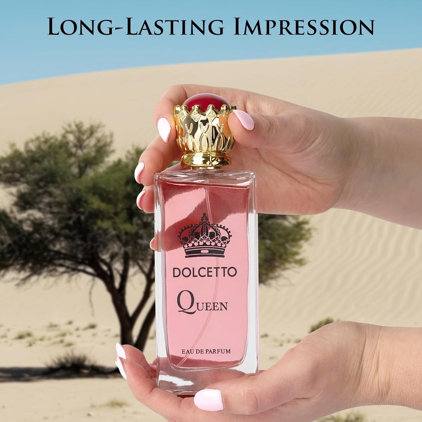 Dolcetto Queen for Women - Floral Fruity Fragrance - Top Notes of Apple, Water Lily & Osmanthus Combined with Lotus, Jasmine & Honeysuckle - Base Scents of Cashmere Wood & Iris - Elegant 100ml Bottle