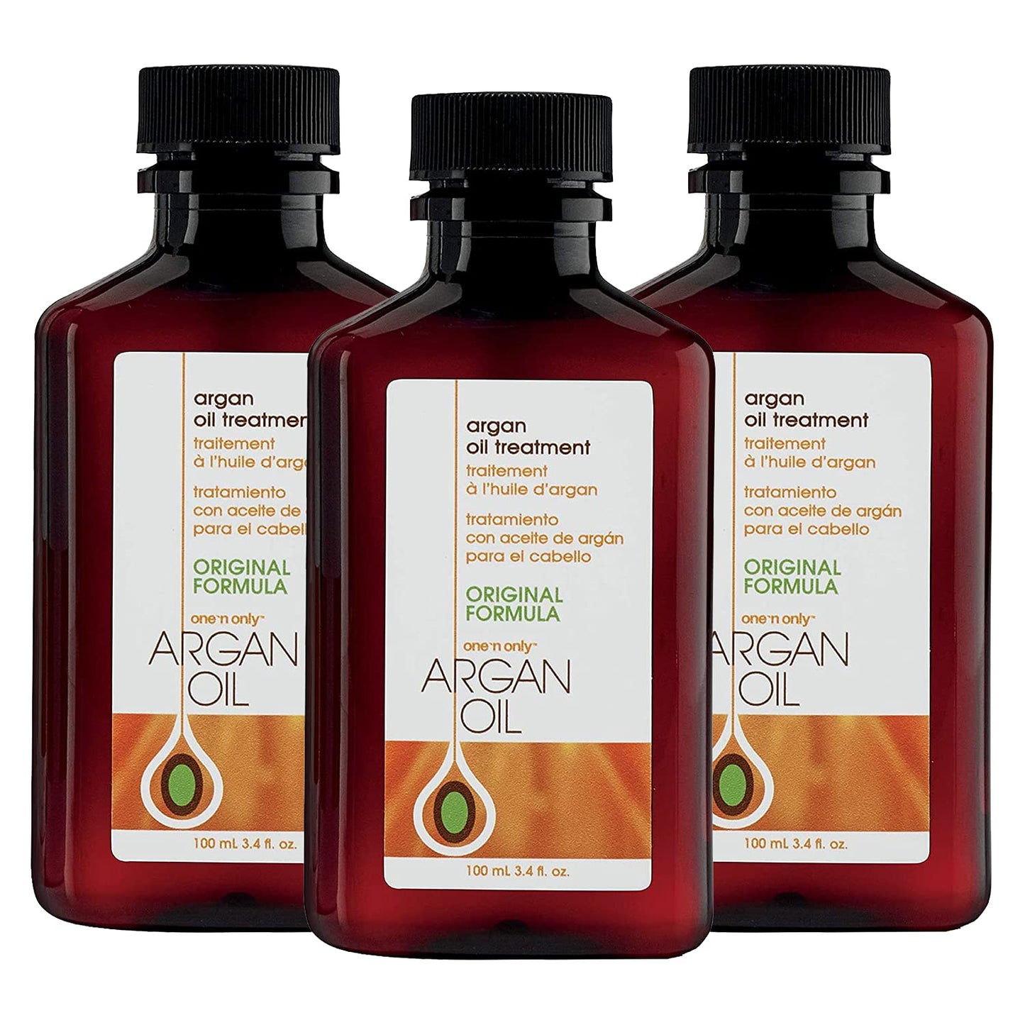 One 'n Only Argan Oil Hair Treatment - Lightweight & Hydrating Hair Oil for Natural, Wigs & Extensions - Shine Enhancing, Heat Protectant & Frizz Control (3.4 oz, 3pk)