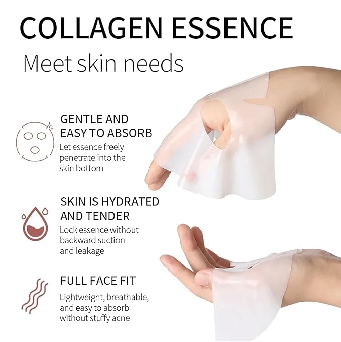 Deep Collagen Anti-Wrinkle Lifting Face Mask, Hydrating Hydrogel Collagen Face Mask, Pore Tightening & Skin Elasticity Boosting